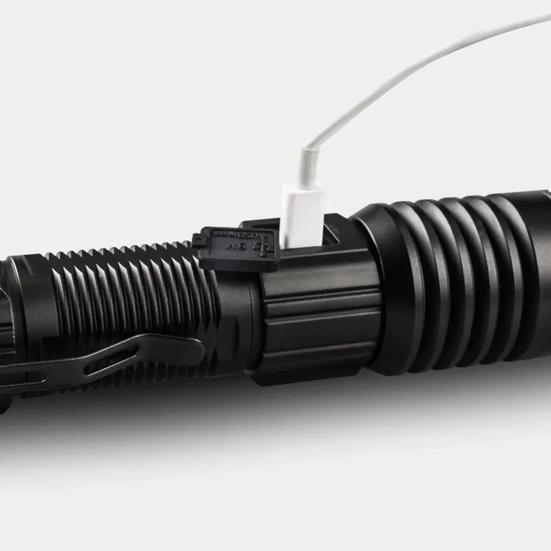 XHP160 2200 Lumen LED Tactical Flashlight - (including 26650 Battery), Aluminum Body, Survival & Rescue Torch with Smart Screen & Power Bank Function