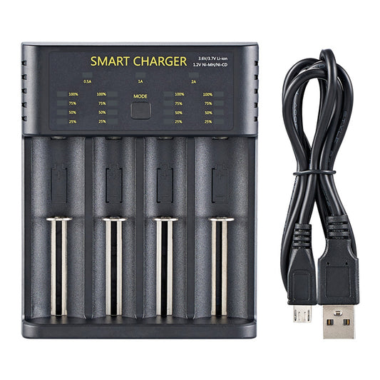 4-Slot Lithium Battery Charger for Rechargeable Batteries