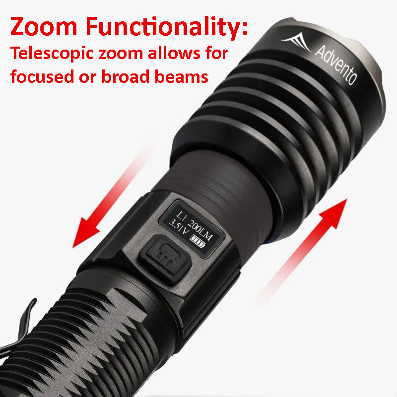 XHP160 2200 Lumen LED Tactical Flashlight - (including 26650 Battery), Aluminum Body, Survival & Rescue Torch with Smart Screen & Power Bank Function