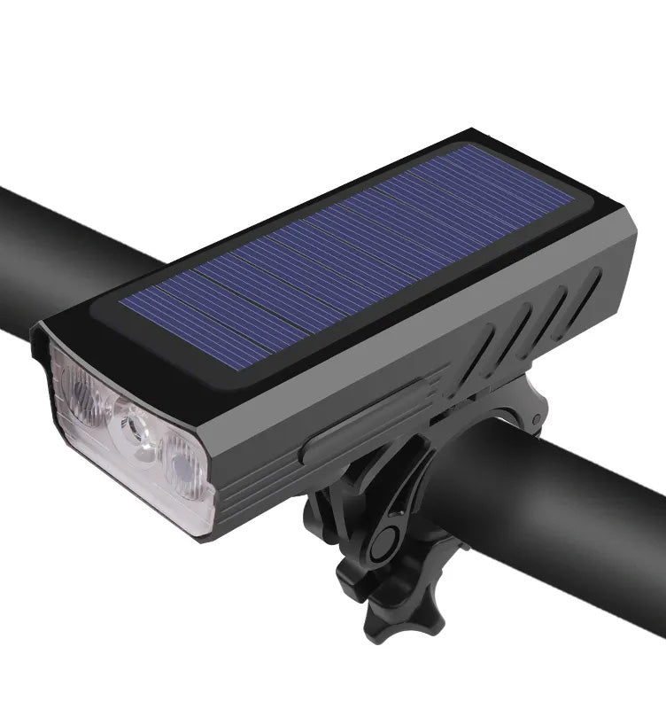 Powerful Solar Charging Bicycle Headlight with Horn - 3T6 LED, 6 Siren Horn Sounds