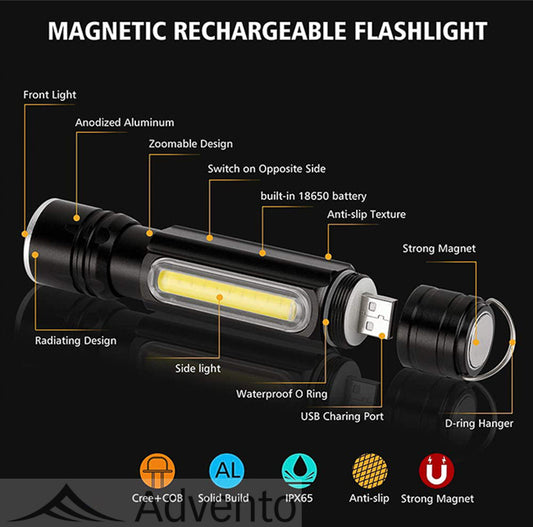 USB Mini COB Led Flashlight with magnetic base