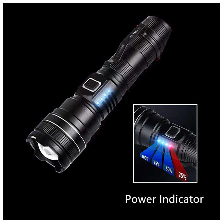 XHP90 Powerful Rechargeable Torch (including 26650 Battery) With Power Bank & 5 Light Modes & Clip